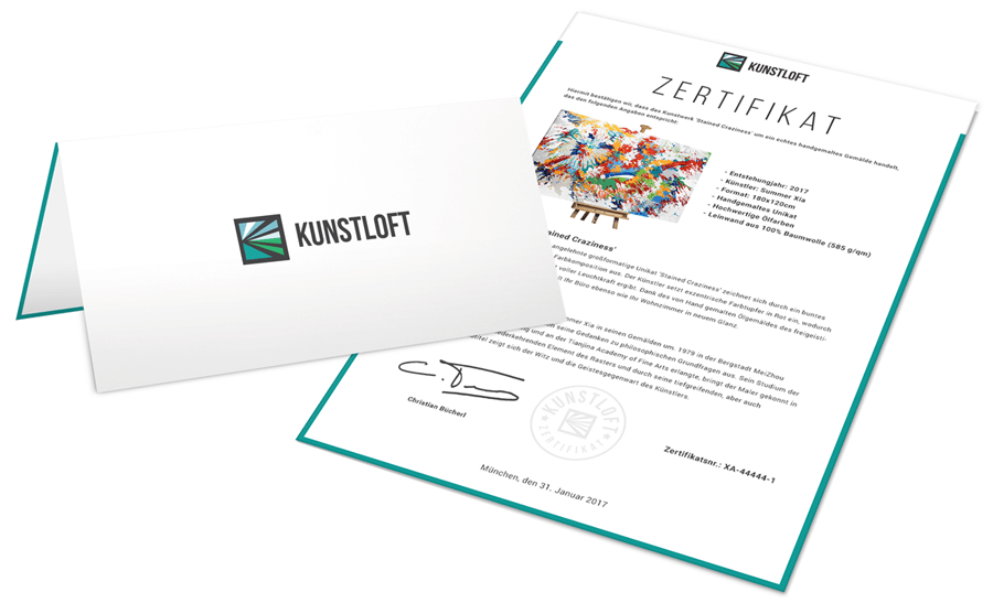 Inklusive hochwertigem XXL Gemälde Zertifikat